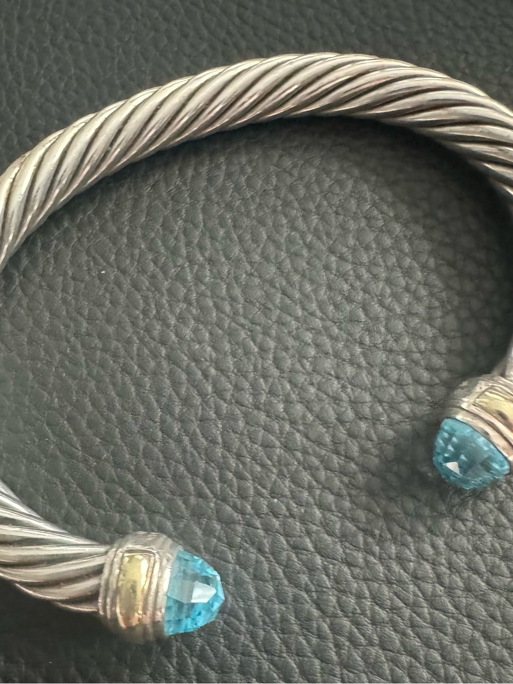 DAVID YURMAN Sterling Silver, 14K Gold & Blue Topaz Cable Cuff